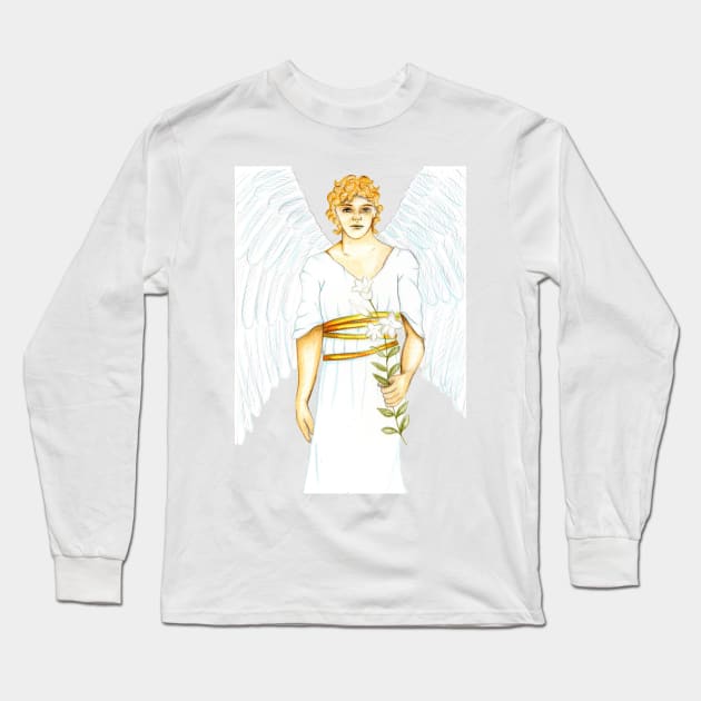 Archangel Gabriel the Messenger Angel- White Long Sleeve T-Shirt by EarthSoul